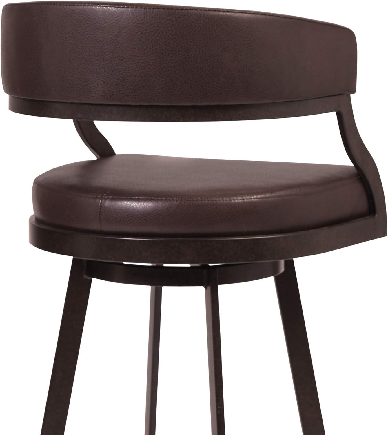 image:imageSaturn 26 Counter Height Swivel Black Faux Leather and Brushed Stainless Steel Bar Stool Set of 4Ford Brown