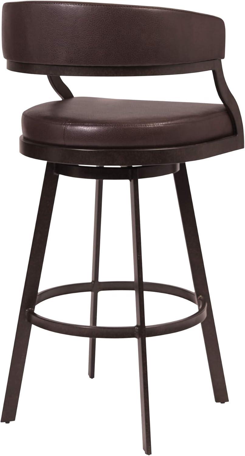 image:imageSaturn 26 Counter Height Swivel Black Faux Leather and Brushed Stainless Steel Bar Stool Set of 4Ford Brown