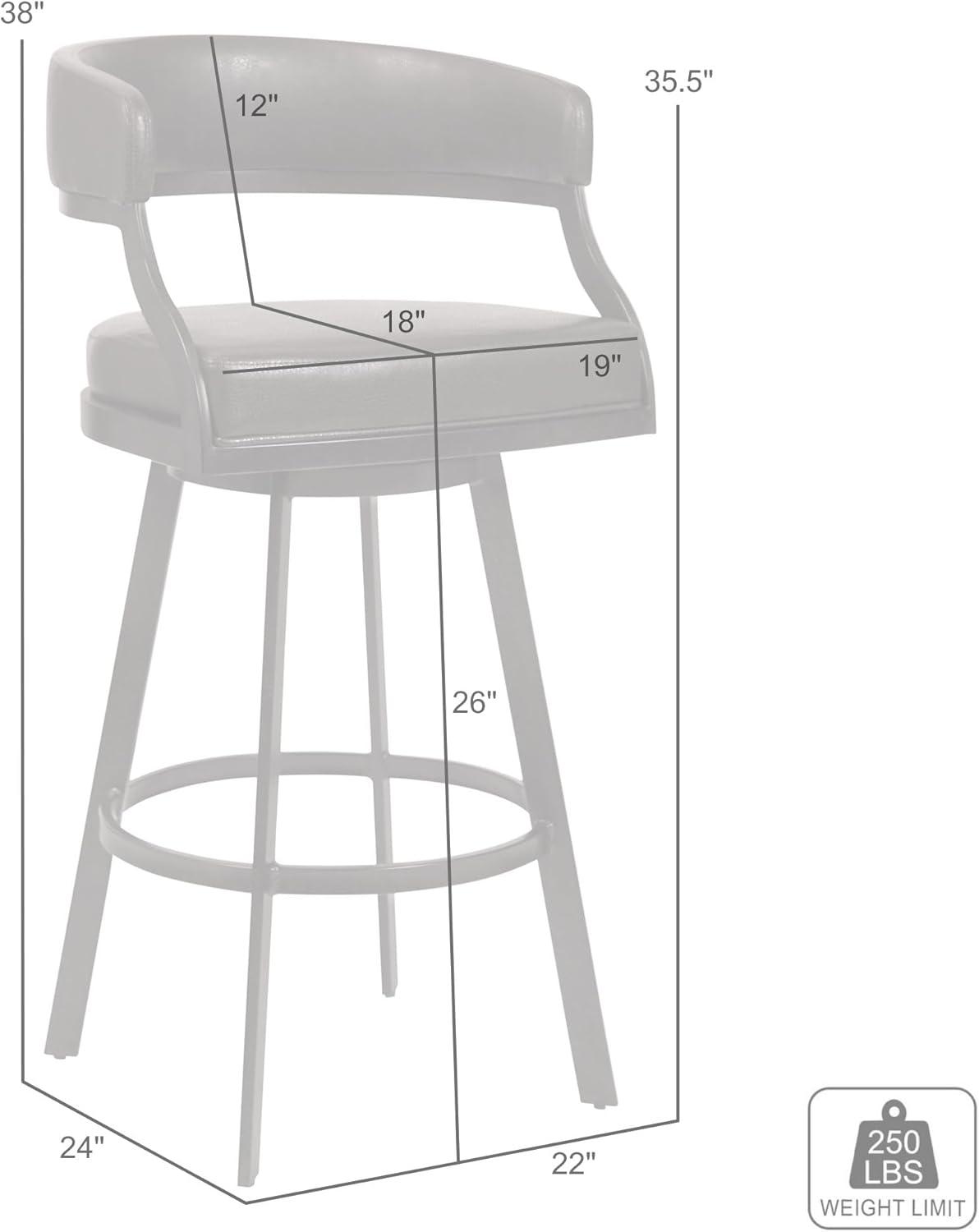 image:imageSaturn 26 Counter Height Swivel Black Faux Leather and Brushed Stainless Steel Bar Stool Set of 4Ford Brown