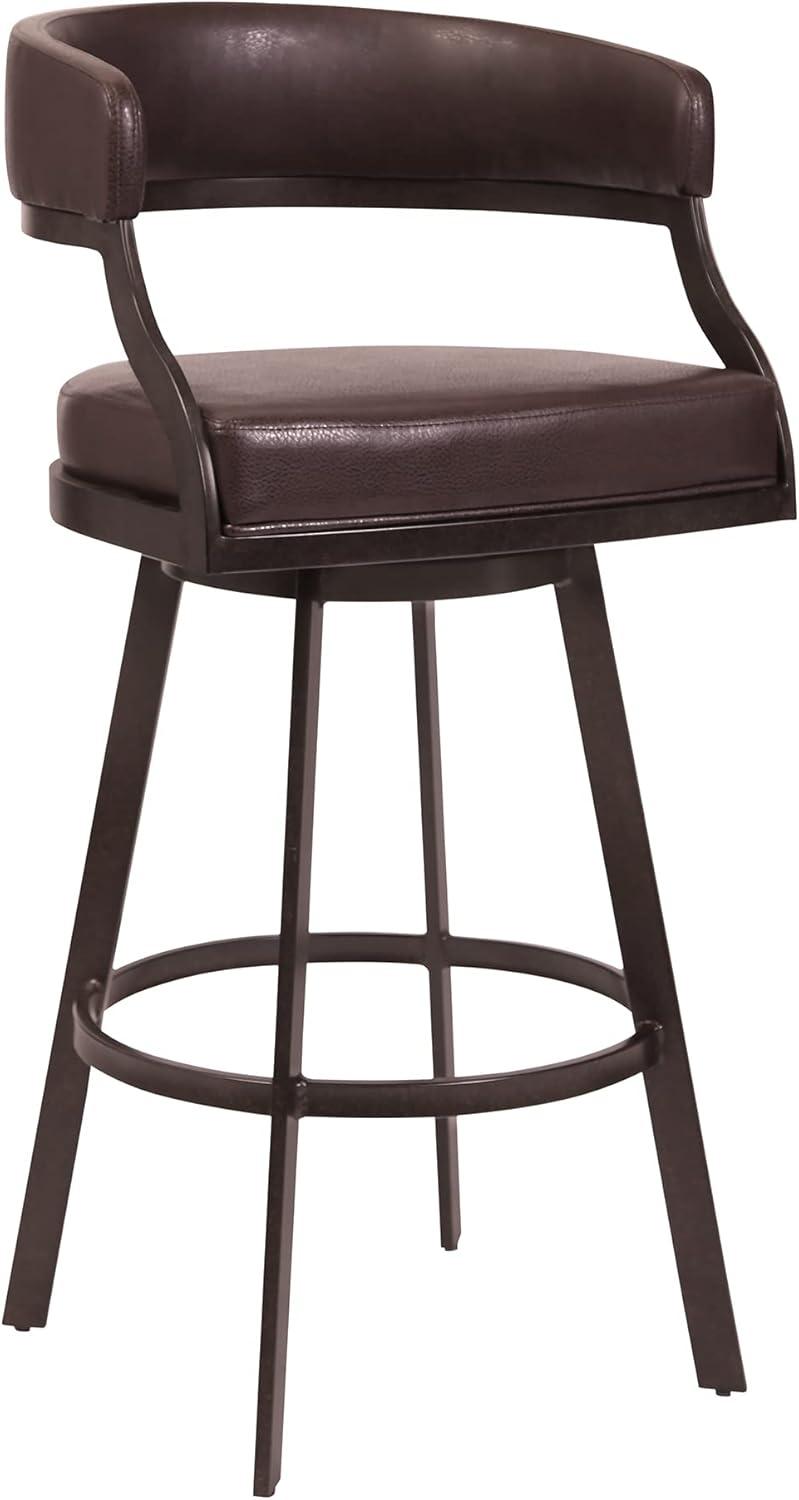 image:imageSaturn 26 Counter Height Swivel Black Faux Leather and Brushed Stainless Steel Bar Stool Set of 4Ford Brown