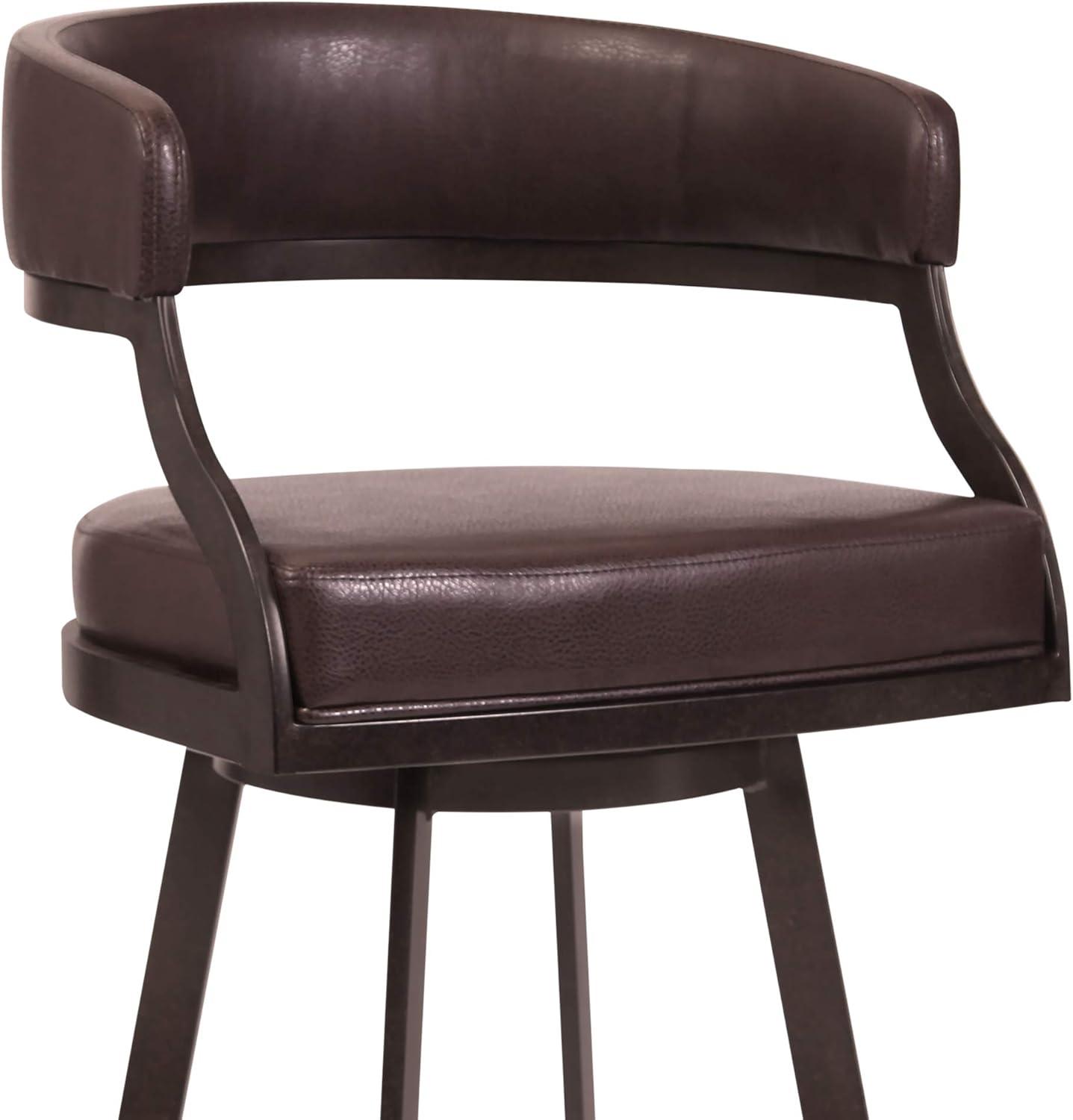image:imageSaturn 26 Counter Height Swivel Black Faux Leather and Brushed Stainless Steel Bar Stool Set of 4Ford Brown