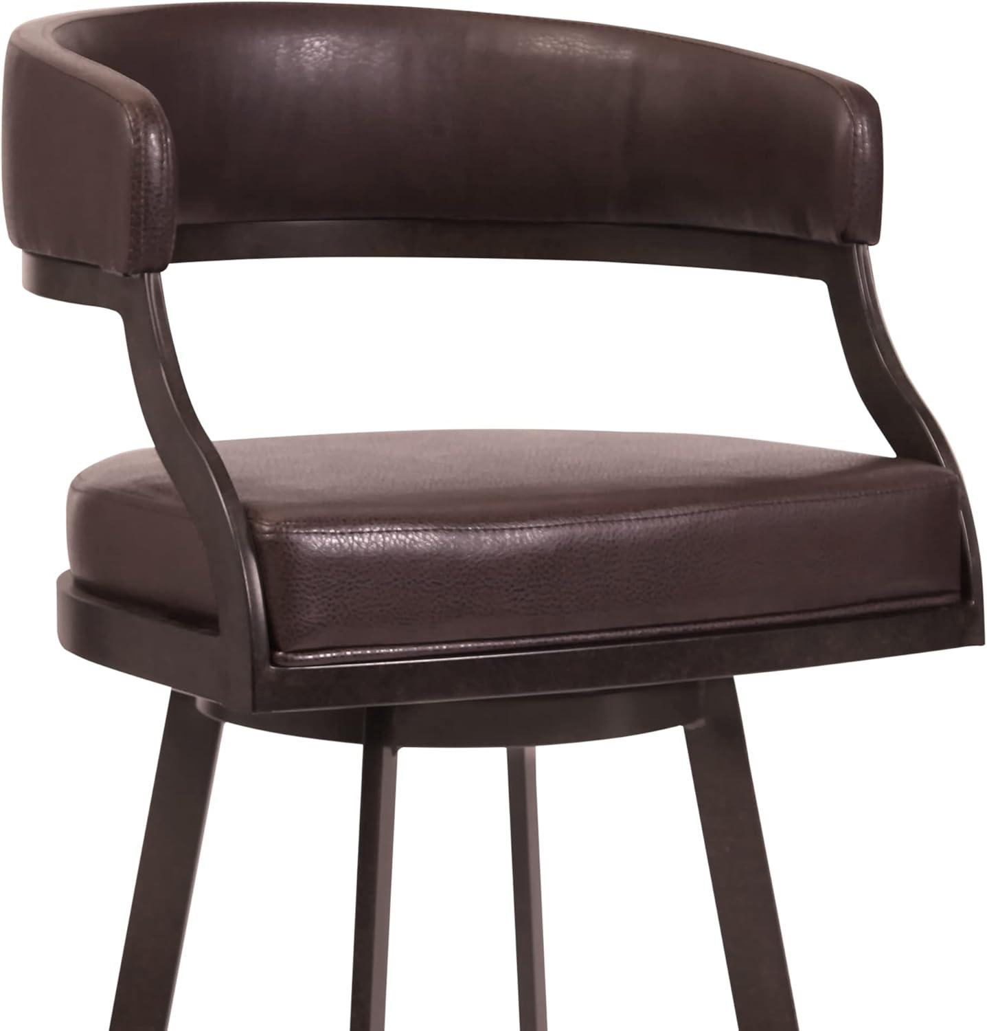 image:imageSaturn 26 Counter Height Swivel Black Faux Leather and Brushed Stainless Steel Bar Stool Set of 4Ford Brown