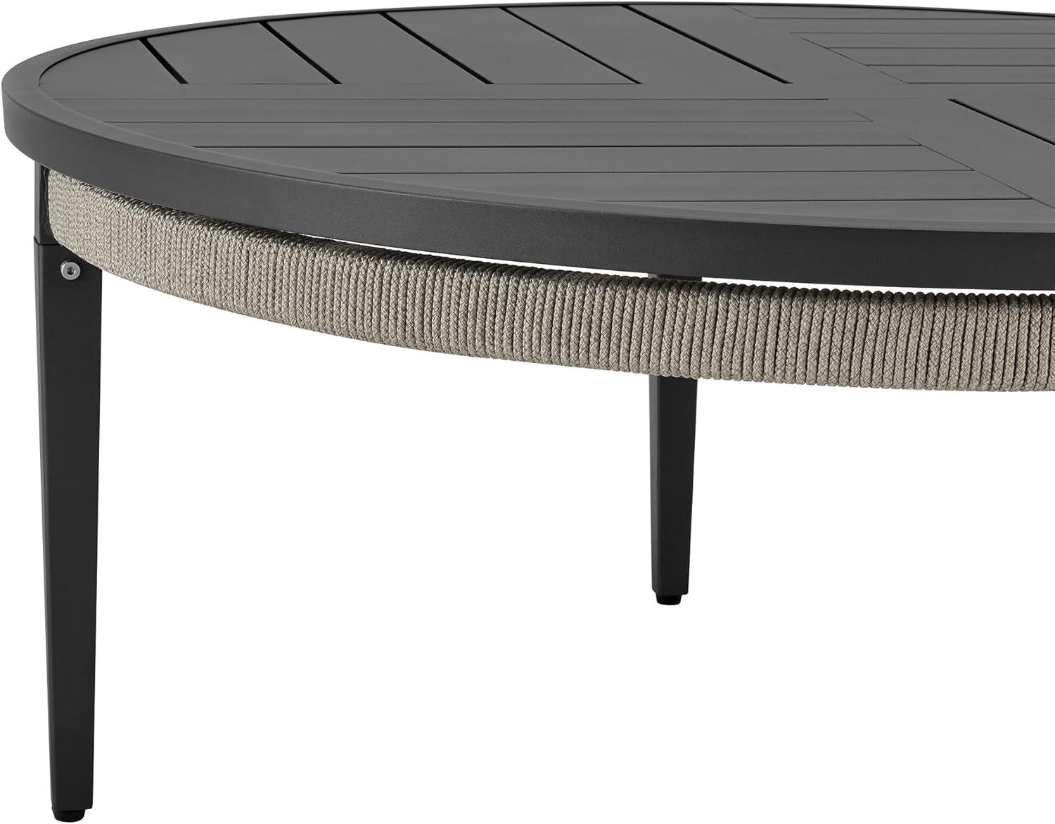 image:imageZella Outdoor Patio 3 Piece Swivel Seating Set in Aluminum with Light Gray Rope and Cushions