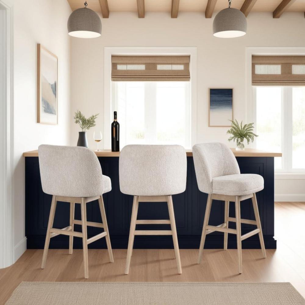 image:imageSadie Solid Wood Upholstered 30 Bar Height Swivel Barstool with Ancient Stone Fabric Seat