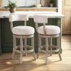 image:imageArmen Living Mystic Solid Wood Upholstered 26 Counter Height Swivel Barstool with Ancient Stone Fabric Seat  Set of 2