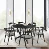 image:imageArmen Living Santana Wood Dining Chair in Black Finish with Charcoal Fabric  Set of 6