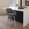 image:imageAura Gray Faux Leather and Brushed Stainless Steel Swivel 30 Bar StoolSet of 4