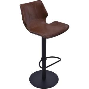 Armen Living Zuma Swivel Adjustable Barstool in Vintage Coffee Faux Leather and Black Metal Finish(Vintage Coffee/Matte Black Metal Finish)