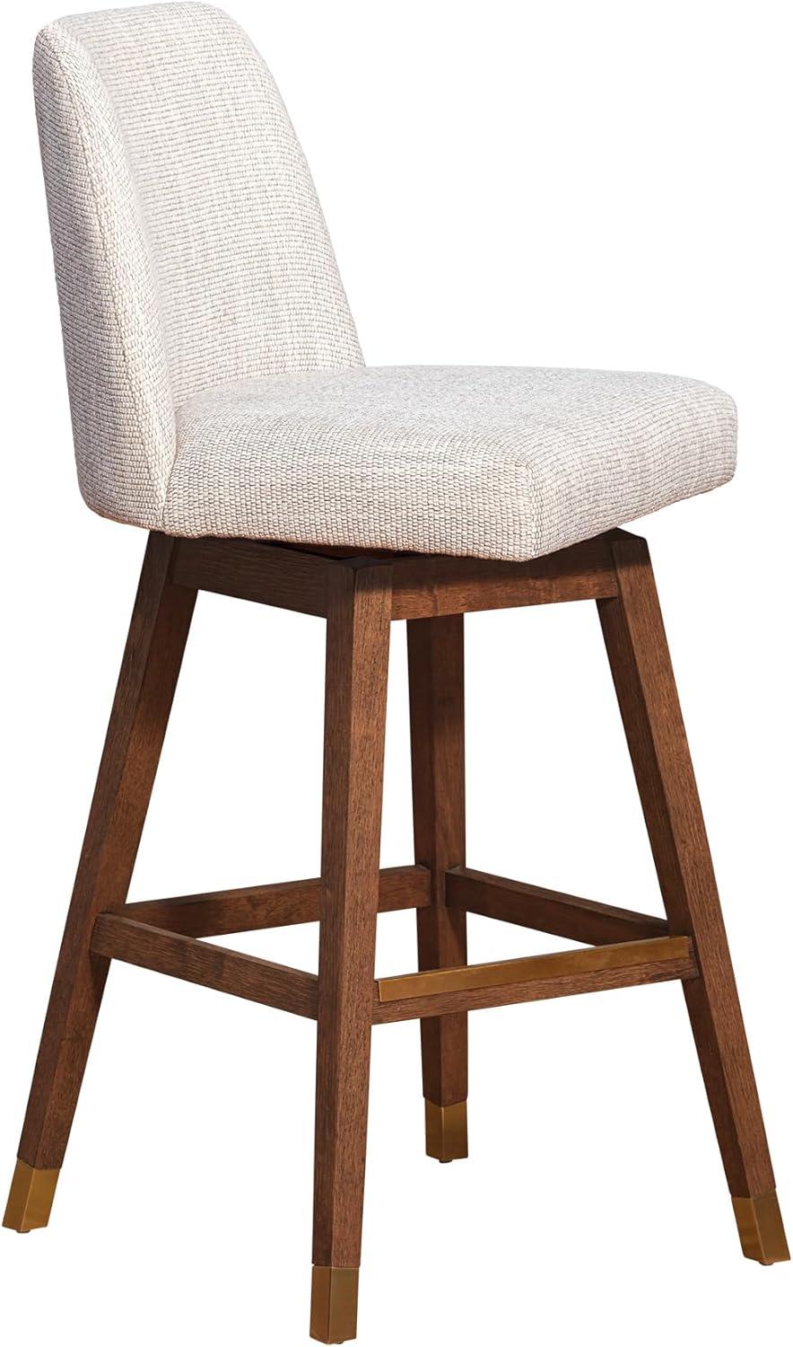 image:imageArmen Living Amelia Swivel Bar Stool in Brown Oak Wood Finish with Beige Fabric Set of 4