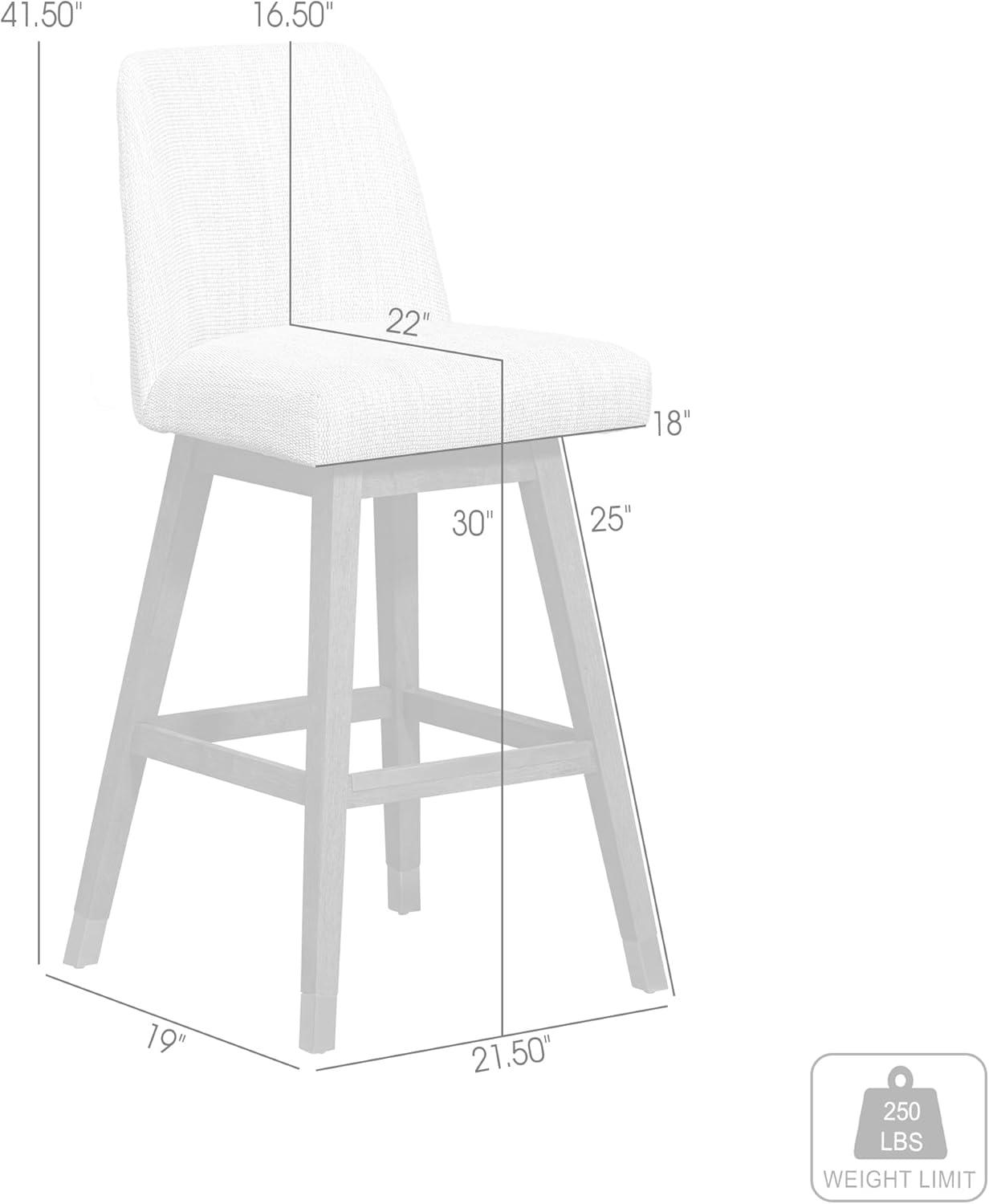image:imageArmen Living Amelia Swivel Bar Stool in Brown Oak Wood Finish with Beige Fabric Set of 4