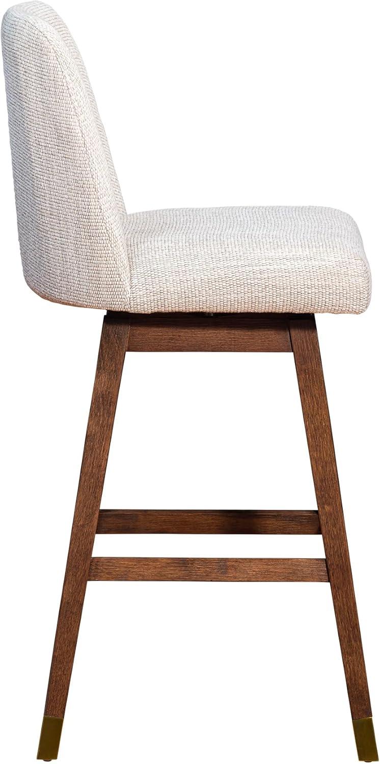 image:imageArmen Living Amelia Swivel Bar Stool in Brown Oak Wood Finish with Beige Fabric Set of 4
