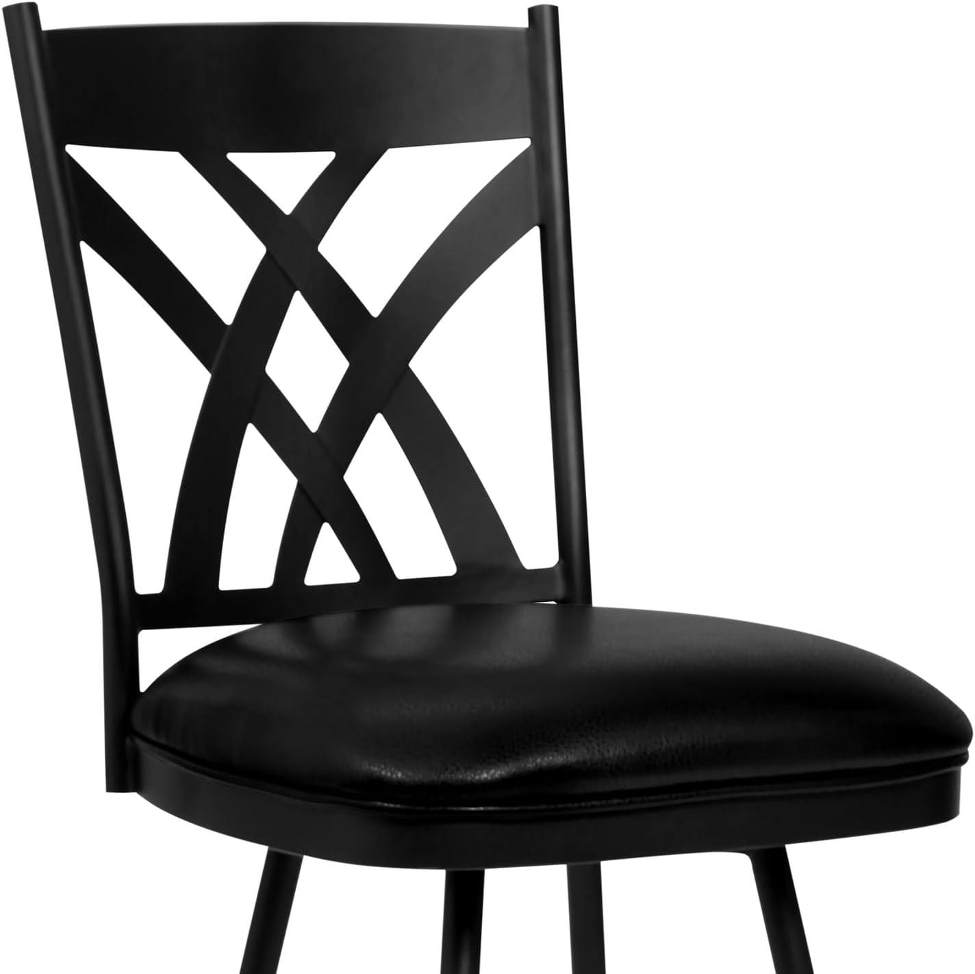 image:imageArmen Living Dover Tahiti 26 Brown Faux Leather Swivel Armed Kitchen Barstool In Auburn Bay Finish Ford Black