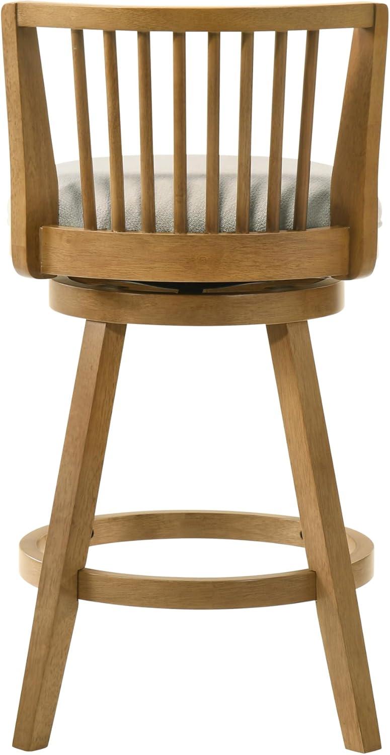 image:imageArmen Living Harper 26 in Amber Glow Counter Height Rubberwood Swivel Barstool with Ivory Fabric Seat Set of 3