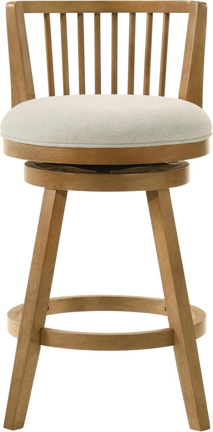 image:imageArmen Living Harper 26 in Amber Glow Counter Height Rubberwood Swivel Barstool with Ivory Fabric Seat Set of 3