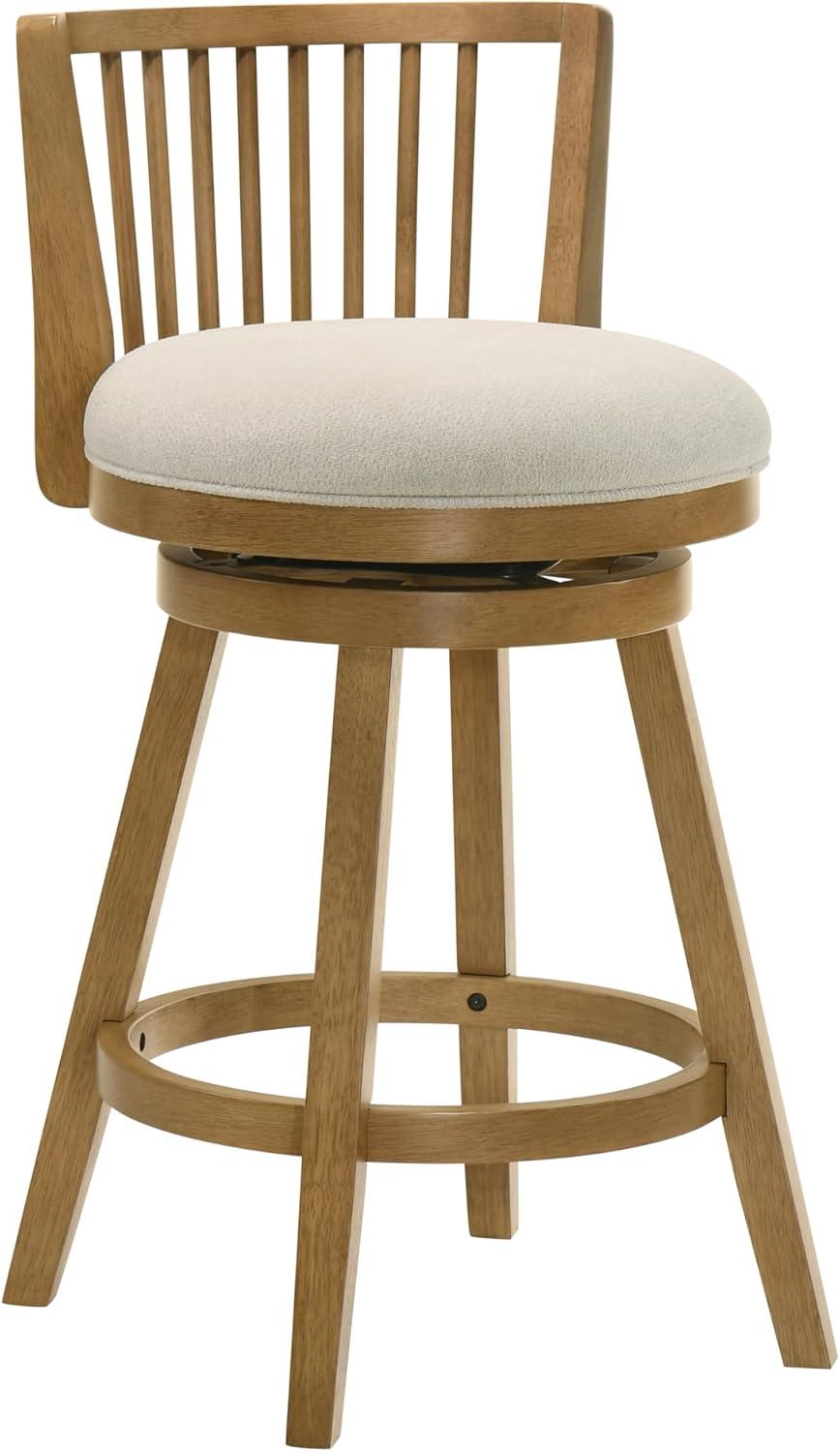 image:imageArmen Living Harper 26 in Amber Glow Counter Height Rubberwood Swivel Barstool with Ivory Fabric Seat Set of 3
