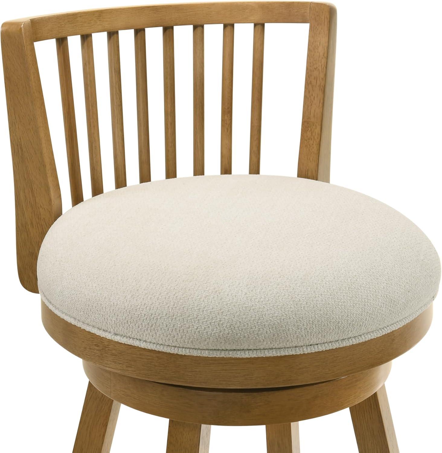 image:imageArmen Living Harper 26 in Amber Glow Counter Height Rubberwood Swivel Barstool with Ivory Fabric Seat Set of 3