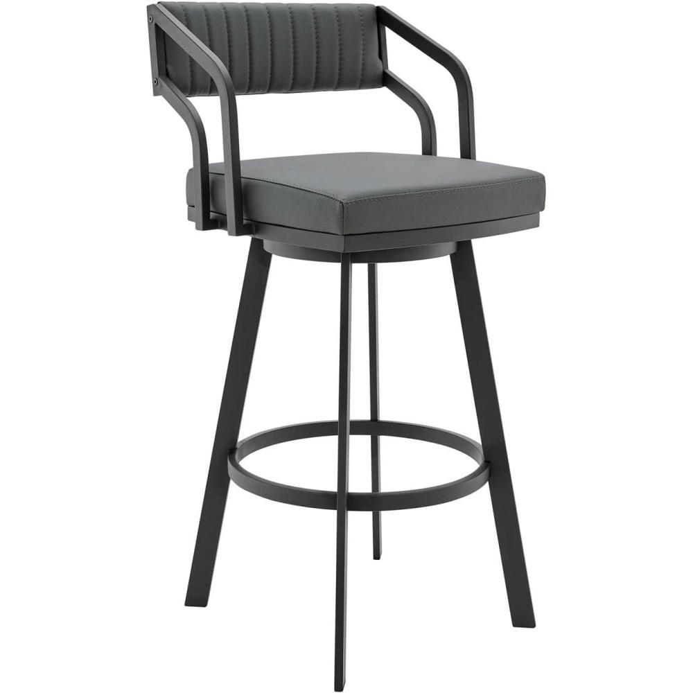 image:imageArmen Living Capri 30 MetalFaux Leather Swivel Bar Stool in Slate GrayBlackBlack Powdercoated Frame