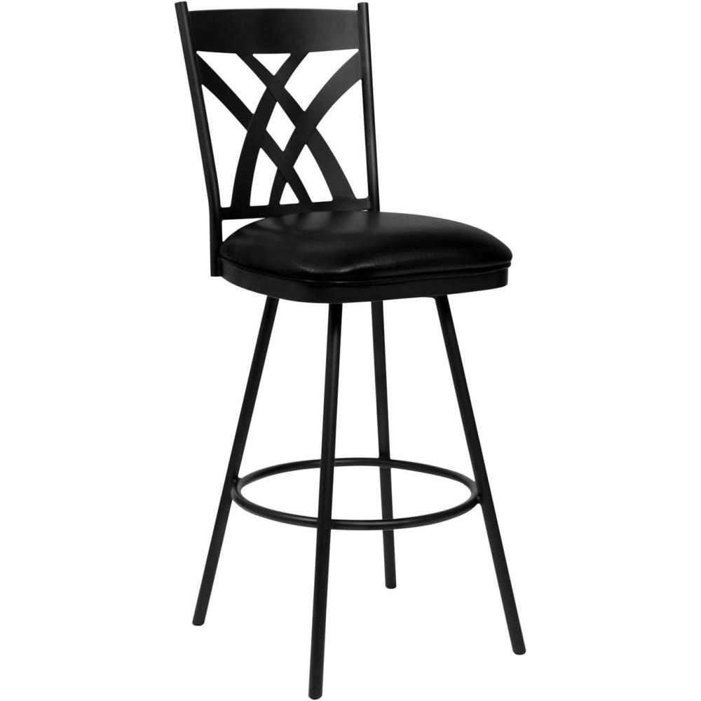 image:imageArmen Living Dover Tahiti 26 Brown Faux Leather Swivel Armed Kitchen Barstool In Auburn Bay Finish Ford Black