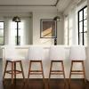 image:imageArmen Living Amelia Swivel Bar Stool in Brown Oak Wood Finish with Beige Fabric  Set of 4