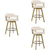 image:imageCallah Contemporary Natural Wood Counter Height Kitchen Bar Stool in Amber Glow Finish with White Boucle Fabric Upholstered Seat30 Bar Height