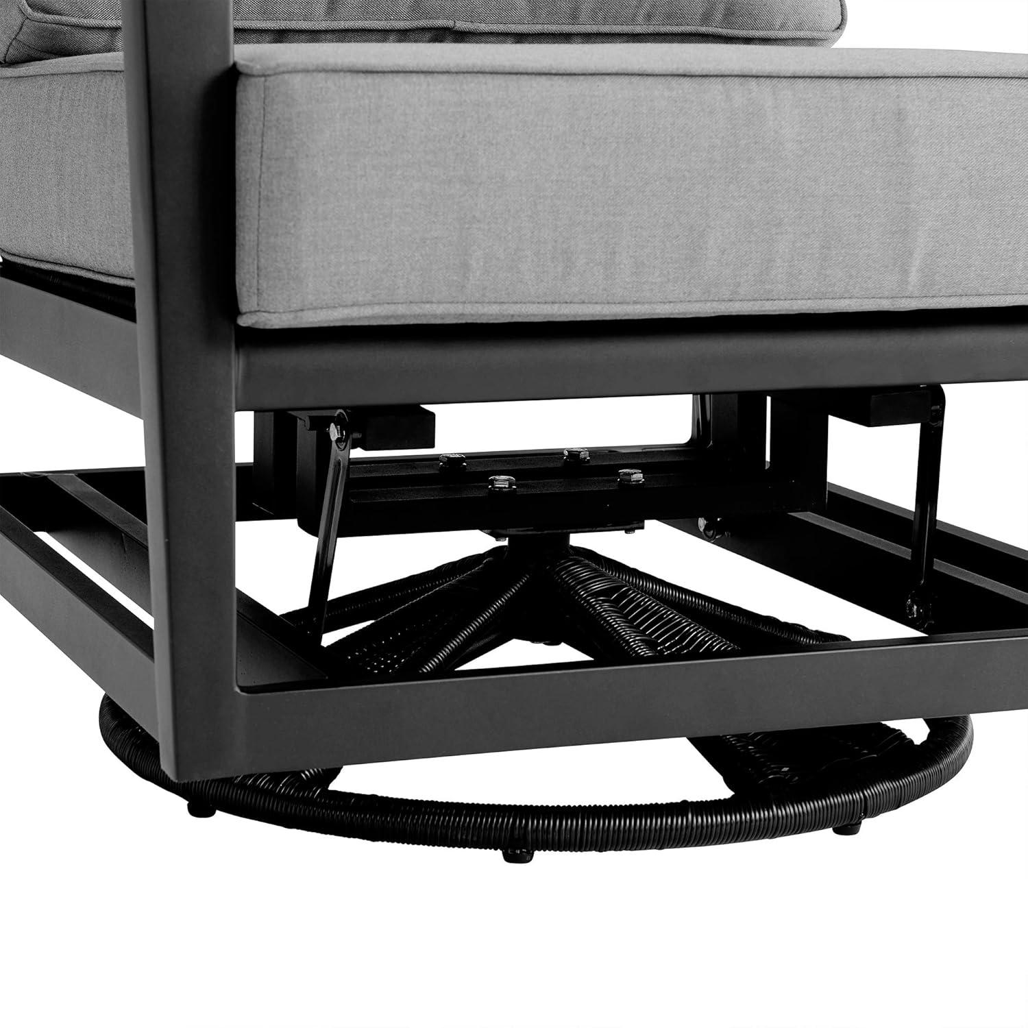 image:imageArmen Living Cayman Black Aluminum Outdoor Swivel Glider Chair with Dark Grey Cushions