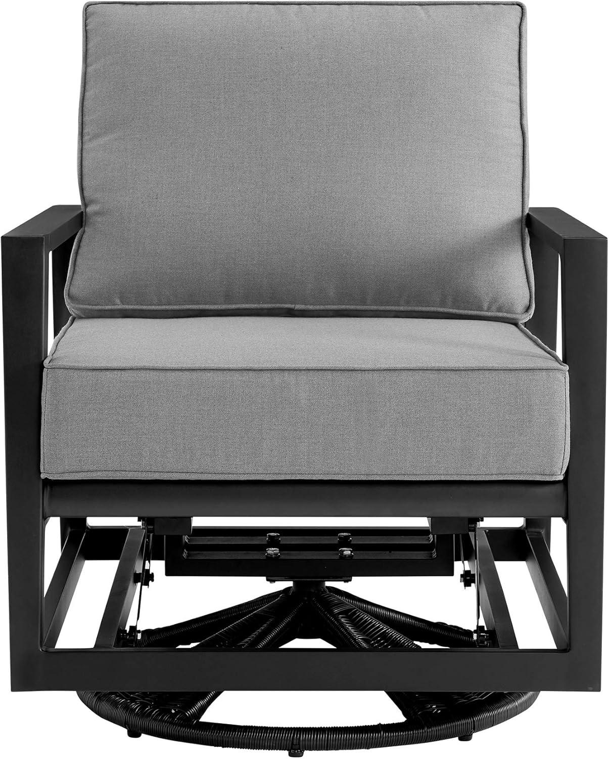 image:imageArmen Living Cayman Black Aluminum Outdoor Swivel Glider Chair with Dark Grey Cushions