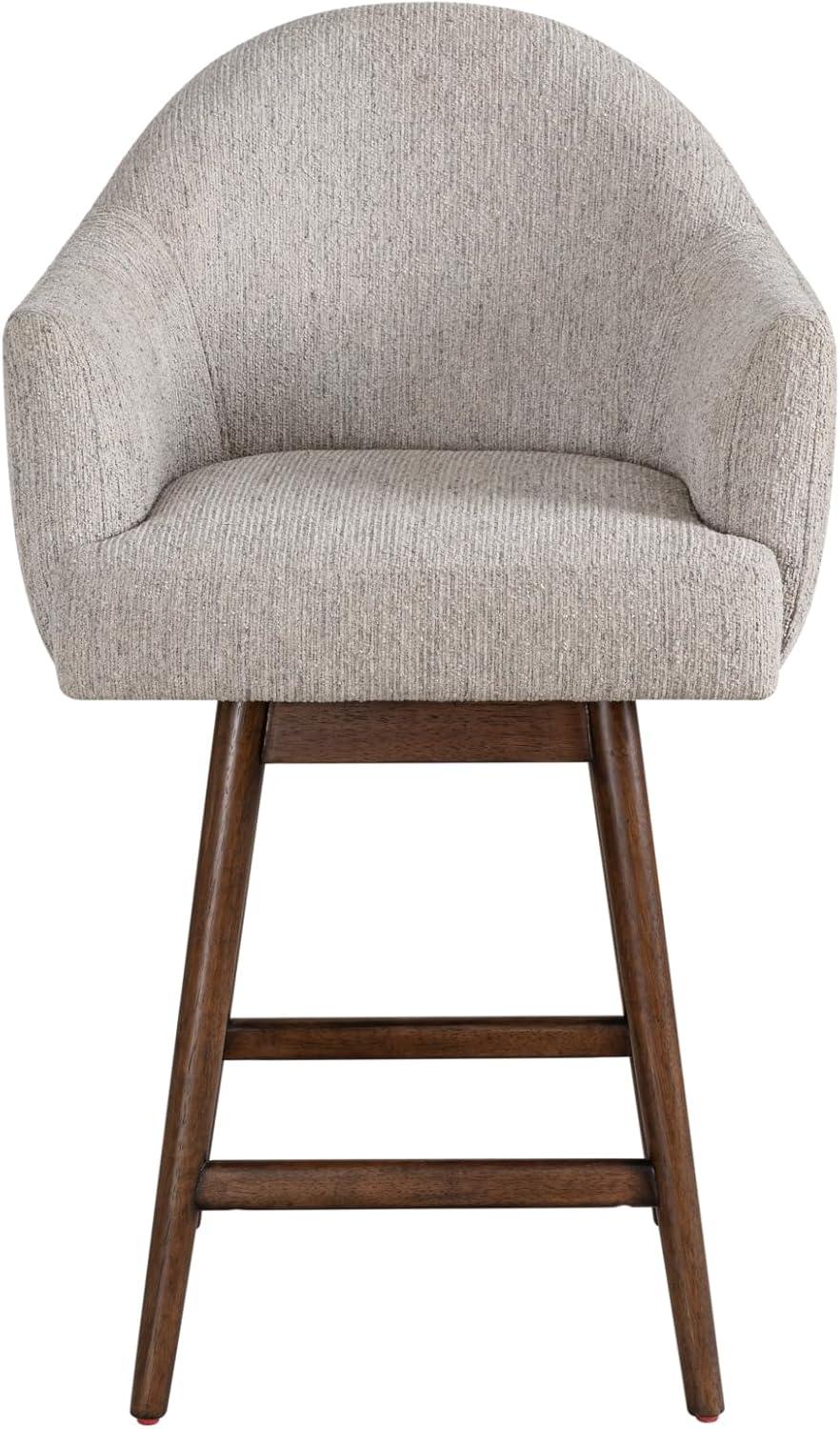 image:imageArmen Living Jaxon Brown Solid Wood Upholstered 26 Counter Height Swivel Barstool with Morning Fog Fabric Seat Set of 4