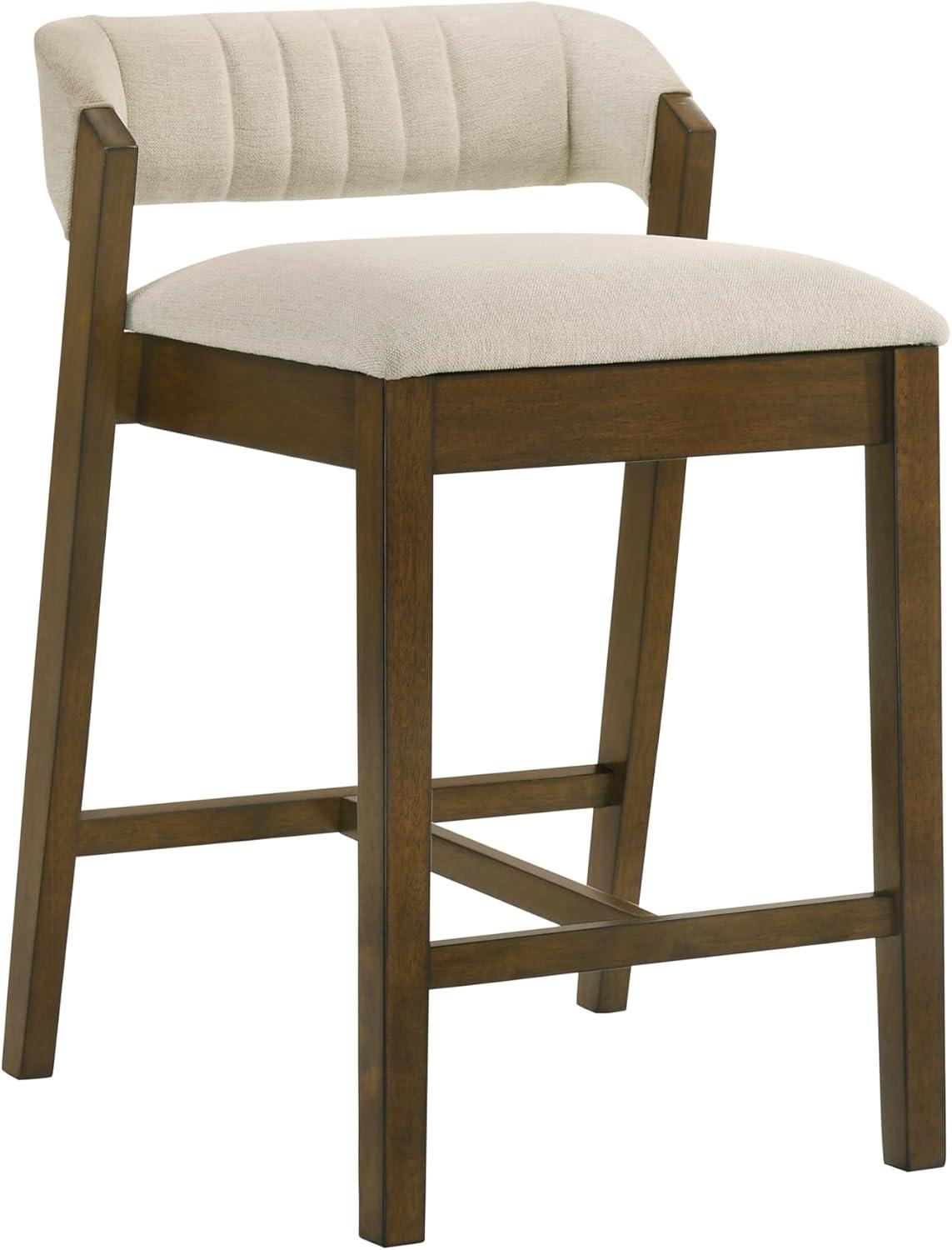 image:imageArmen Living Landyn 26 in Sepia Brown Counter Height Rubberwood Barstool with Ecru Fabric Seat Set of 2