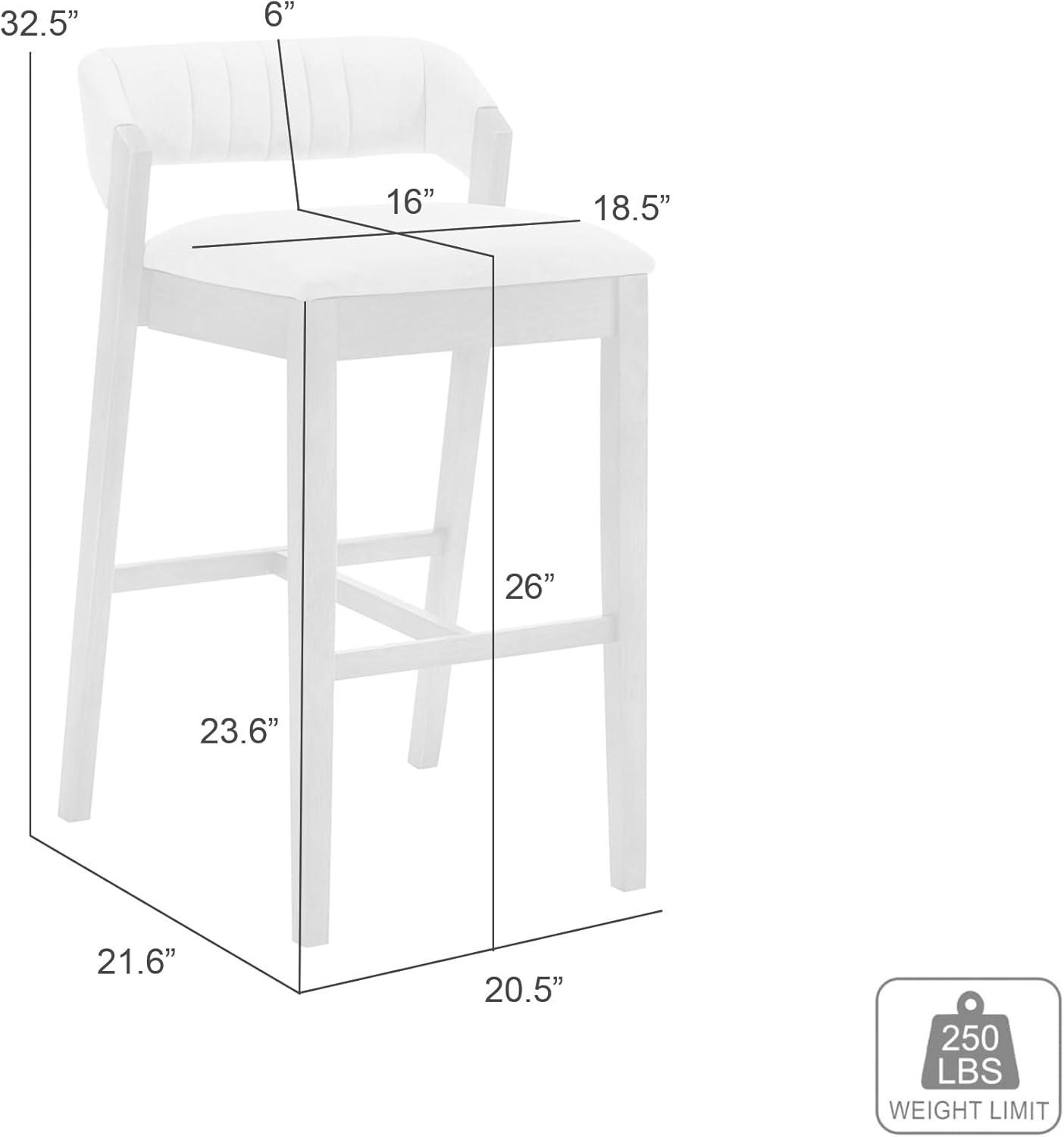 image:imageArmen Living Landyn 26 in Sepia Brown Counter Height Rubberwood Barstool with Ecru Fabric Seat Set of 2