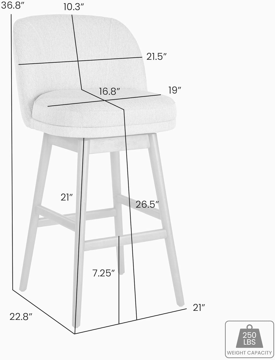 image:imageArmen Living Sadie Brown Solid Wood Upholstered 26 Counter Height Swivel Barstool with Taupe Fabric Seat Set of 2