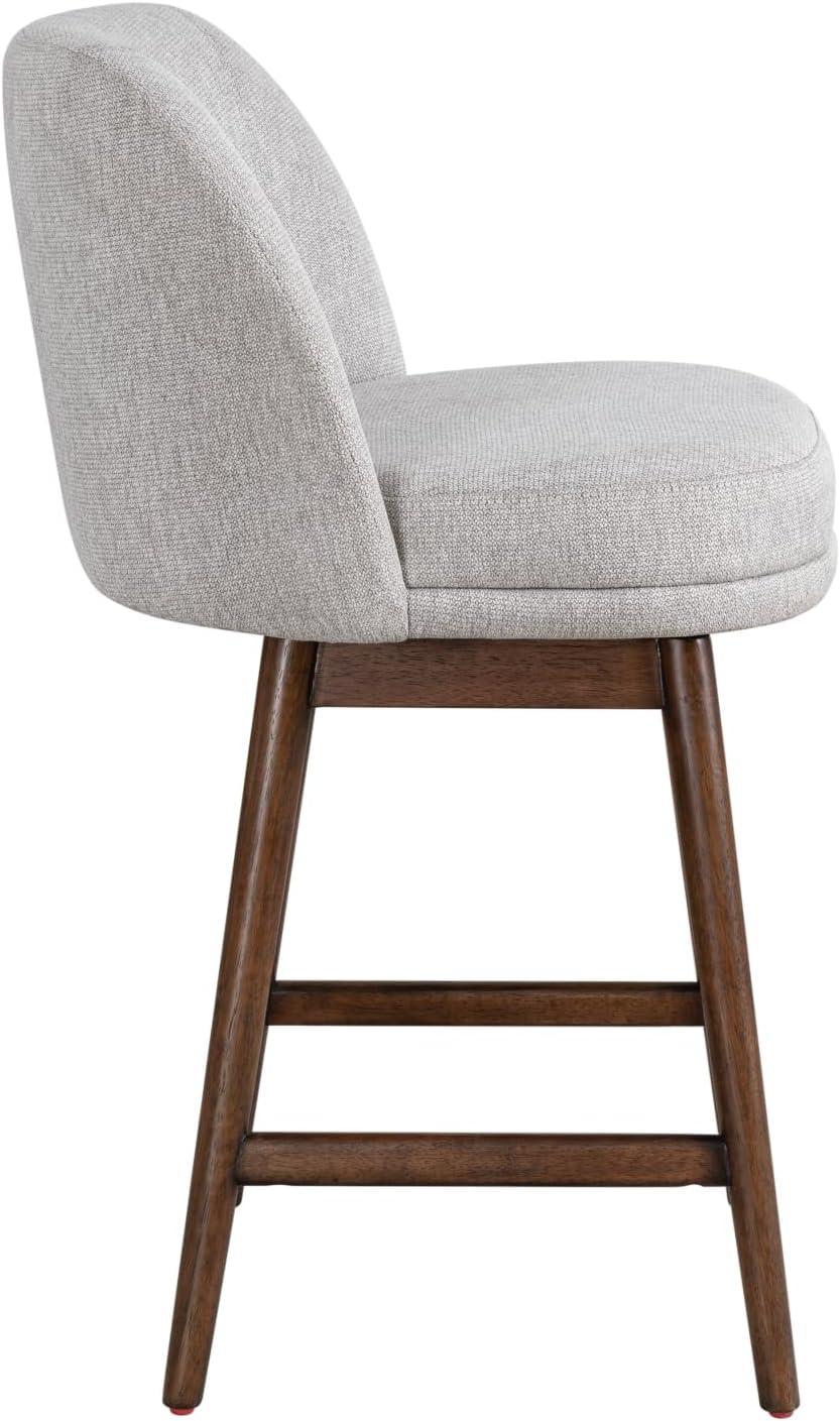 image:imageArmen Living Sadie Brown Solid Wood Upholstered 26 Counter Height Swivel Barstool with Taupe Fabric Seat Set of 2