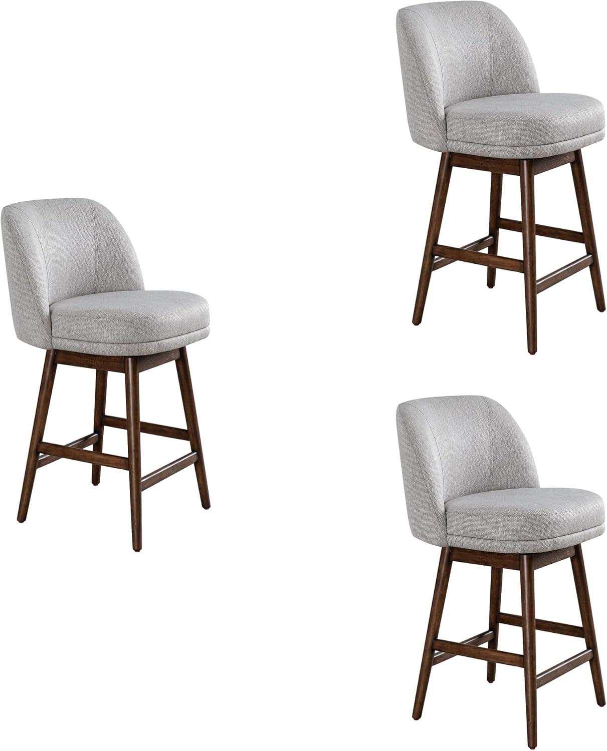 image:imageArmen Living Sadie Brown Solid Wood Upholstered 26 Counter Height Swivel Barstool with Taupe Fabric Seat Set of 3