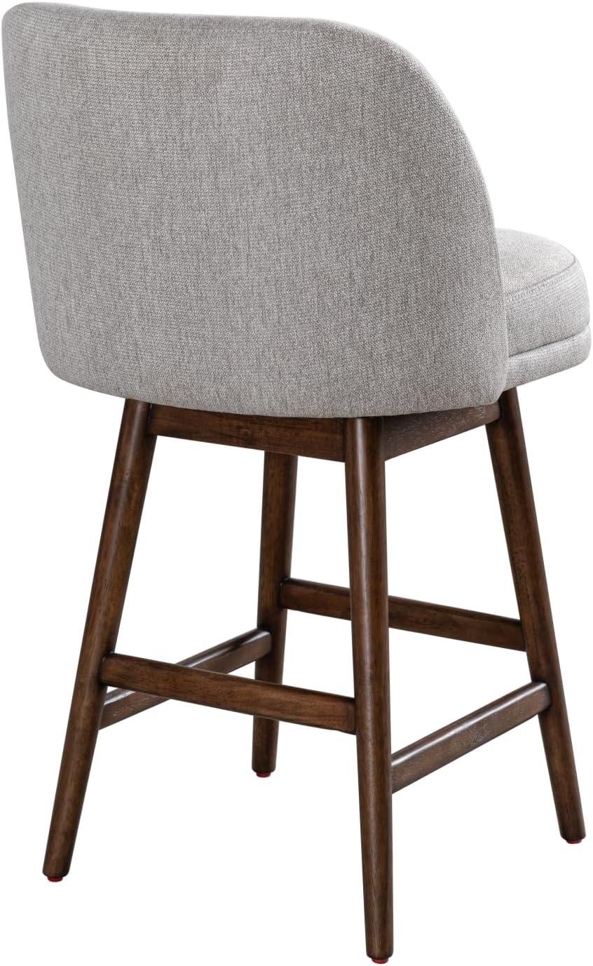 image:imageArmen Living Sadie Brown Solid Wood Upholstered 26 Counter Height Swivel Barstool with Taupe Fabric Seat Set of 4