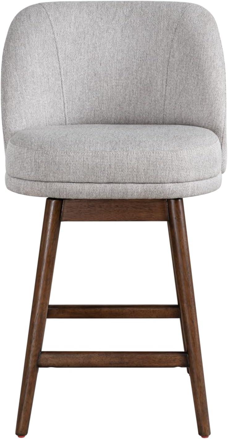 image:imageArmen Living Sadie Brown Solid Wood Upholstered 26 Counter Height Swivel Barstool with Taupe Fabric Seat Set of 4