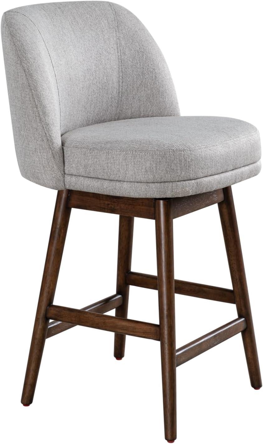 image:imageArmen Living Sadie Brown Solid Wood Upholstered 26 Counter Height Swivel Barstool with Taupe Fabric Seat Set of 4