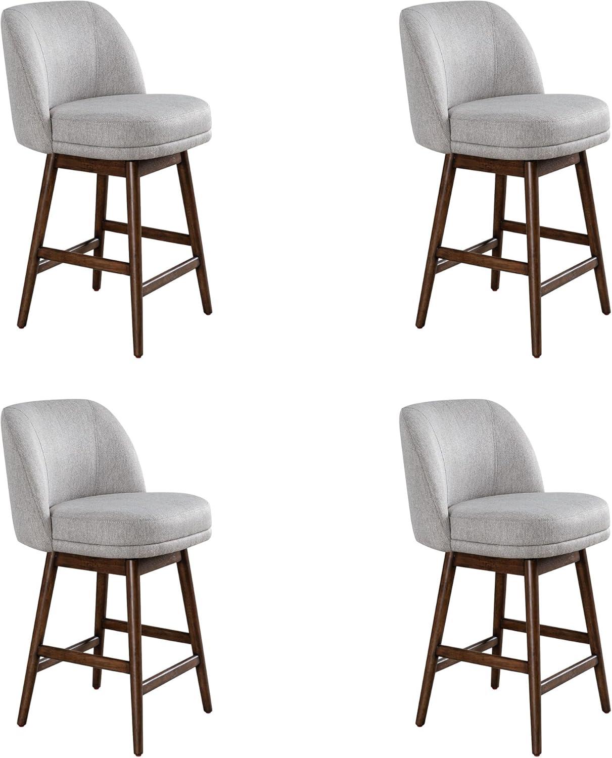 image:imageArmen Living Sadie Brown Solid Wood Upholstered 26 Counter Height Swivel Barstool with Taupe Fabric Seat Set of 4