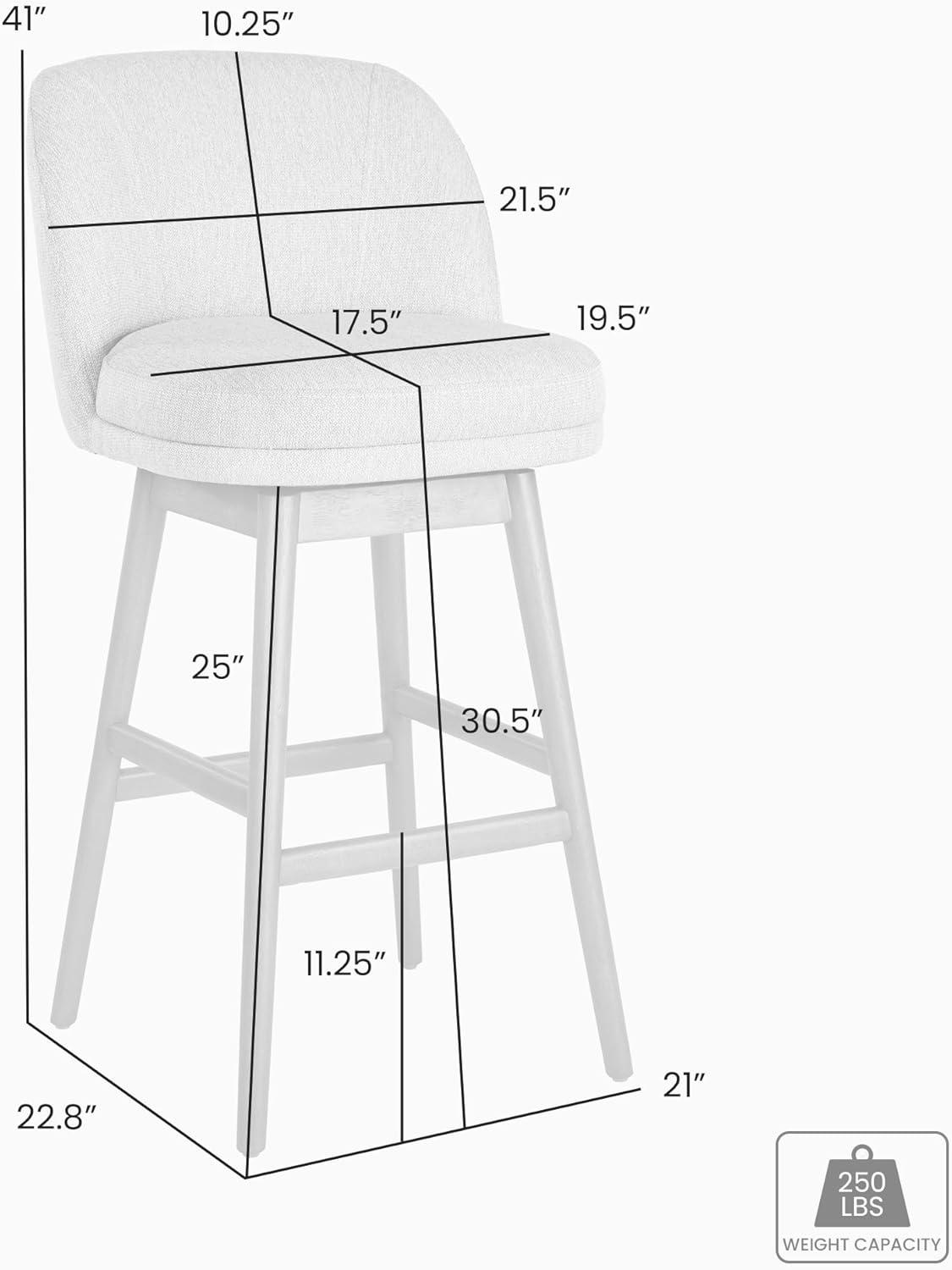 image:imageArmen Living Sadie Brown Solid Wood Upholstered 30 Bar Height Swivel Barstool with Taupe Fabric Seat Set of 3
