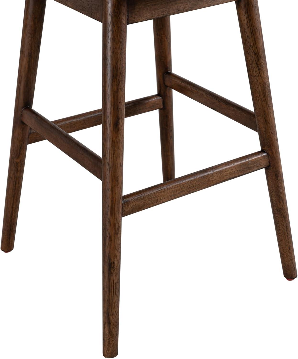 image:imageArmen Living Sadie Brown Solid Wood Upholstered 30 Bar Height Swivel Barstool with Taupe Fabric Seat Set of 3