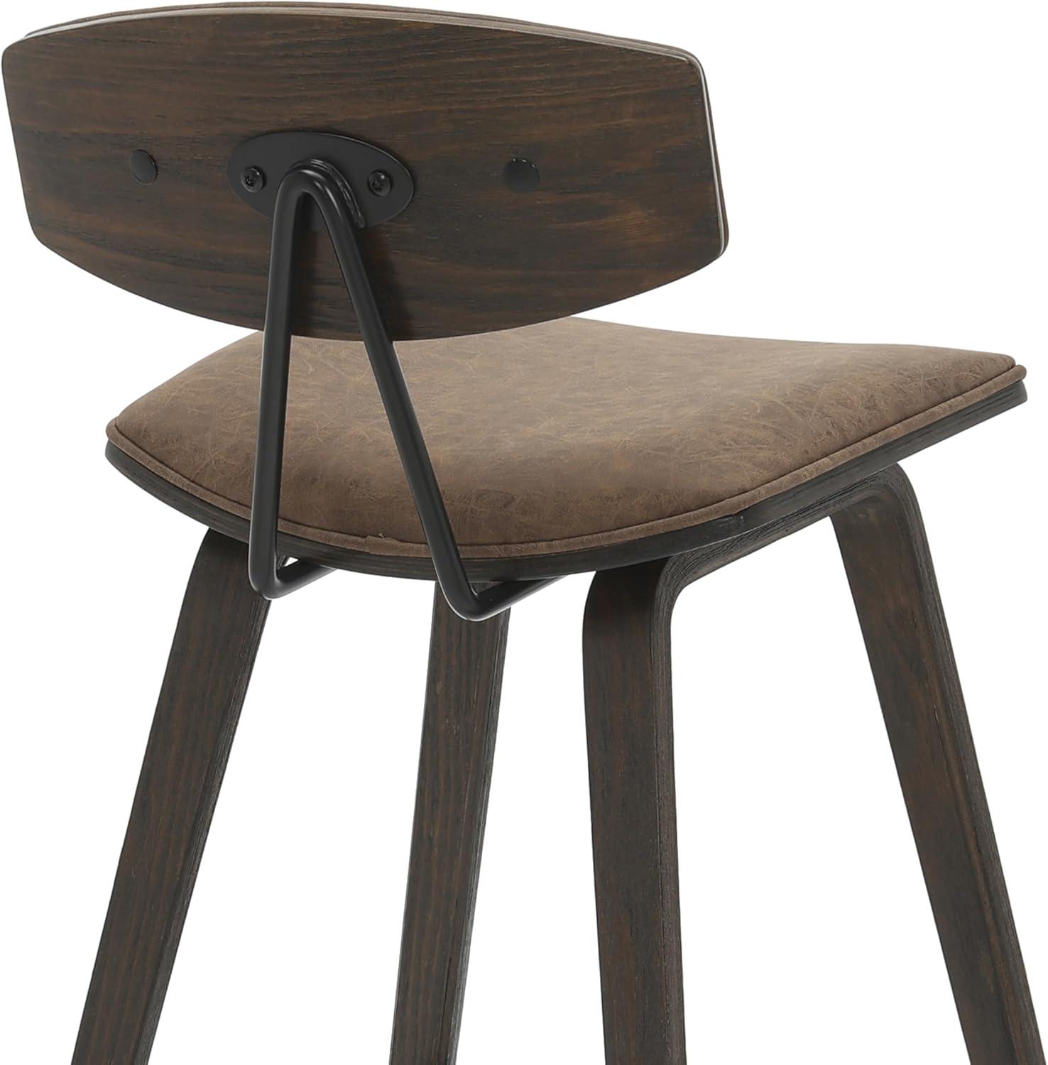 image:imageFox 36 in H Counter Height Vintage Green Curved Back Wood Bar Stool with Faux Leather SeatVintage Dark BrownEspresso