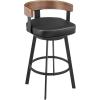 image:imageArmen Living Idris 26 Swivel Counter Stool in Black Iron with Walnut Finish and Vintage Gray Faux LeatherVintage BlackBrown