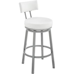 Dalza Swivel Counter or Bar Stool in Black Finish with Grey Faux Leather(White)