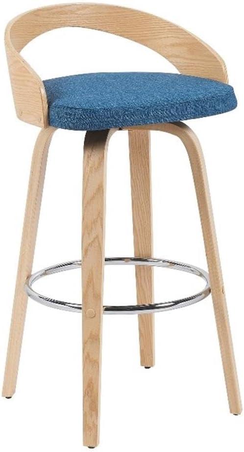 image:imageSonia Modern Swivel Counter Height Bar Stool with Black Upholstered Seat and Patterned Oak Wood Finish Set of 4Blue FabricOak