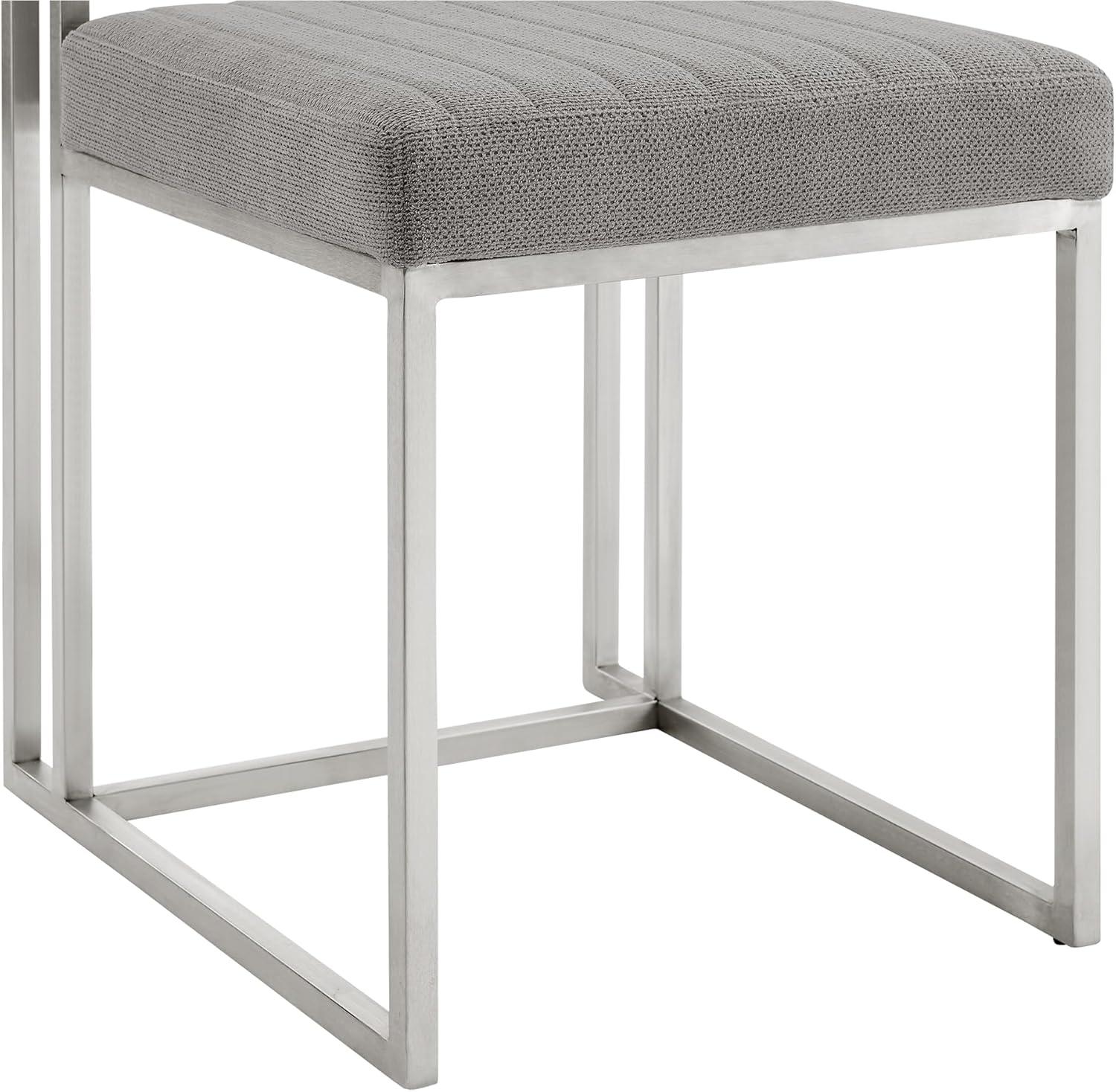 image:imageArmen Living Anastasia Dining Chair with Brushed Stainless Steel and Charcoal Fabric Set of 2Light Gray