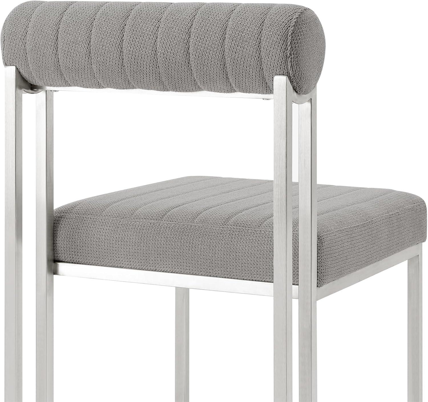 image:imageArmen Living Anastasia Dining Chair with Brushed Stainless Steel and Charcoal Fabric Set of 2Light Gray