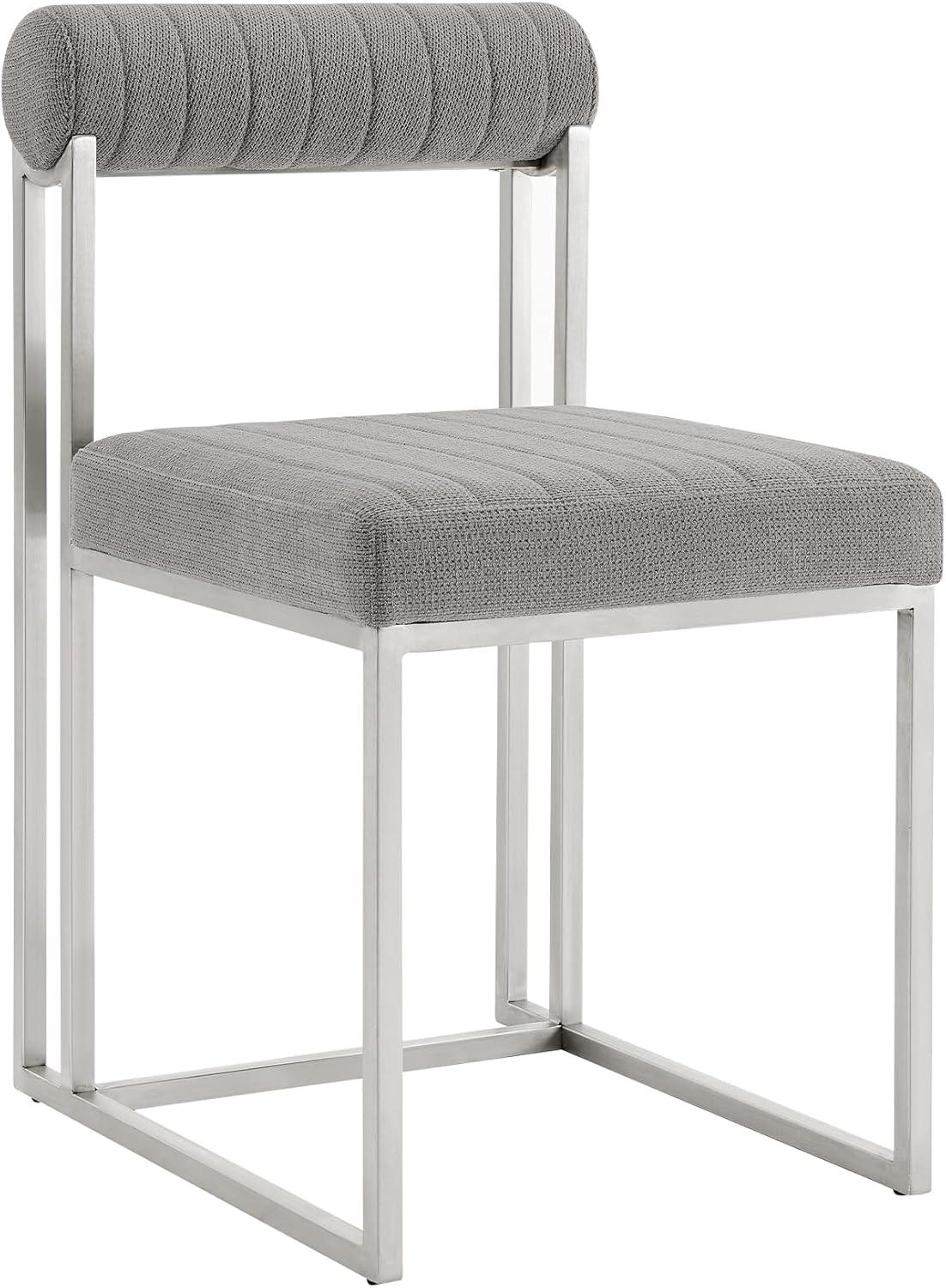 image:imageArmen Living Anastasia Dining Chair with Brushed Stainless Steel and Charcoal Fabric Set of 2Light Gray