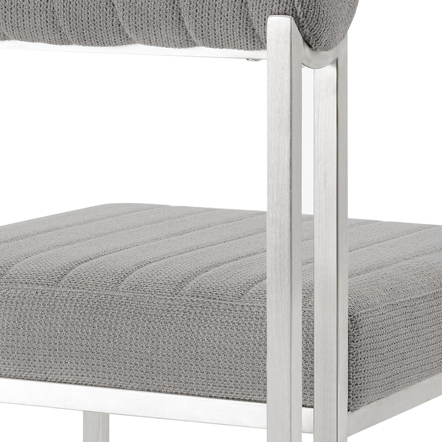 image:imageArmen Living Anastasia Dining Chair with Brushed Stainless Steel and Charcoal Fabric Set of 2Light Gray