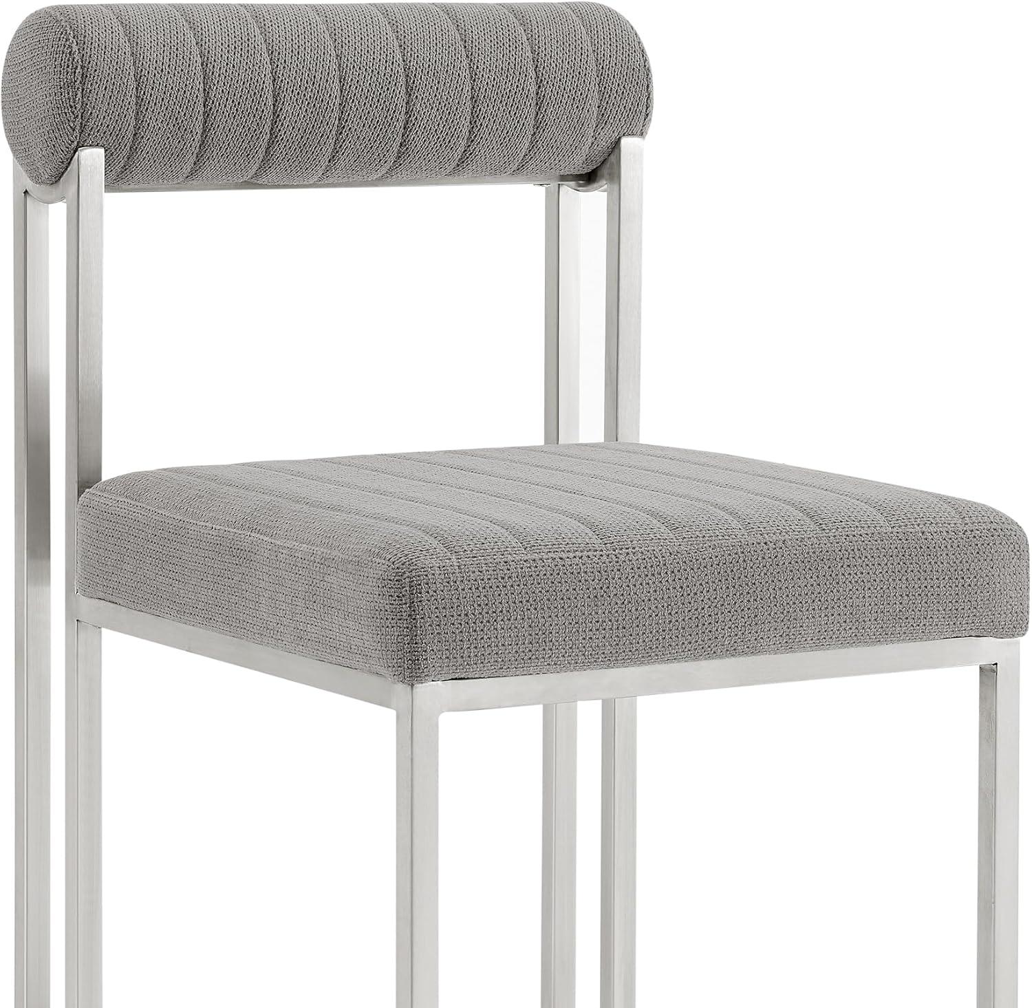 image:imageArmen Living Anastasia Dining Chair with Brushed Stainless Steel and Charcoal Fabric Set of 2Light Gray