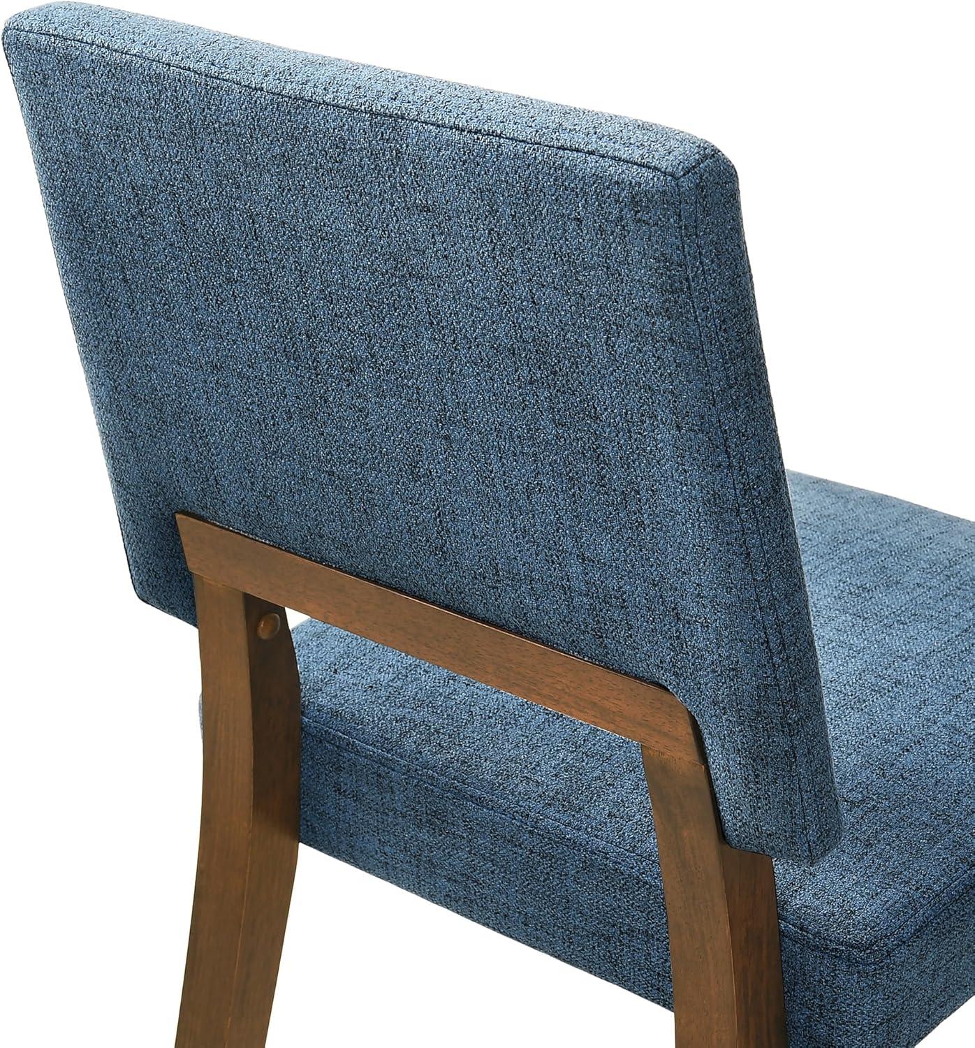 image:imageArmen Living Channell Wood Dining Chair in Walnut Finish with Blue Fabric Set of 4Blue