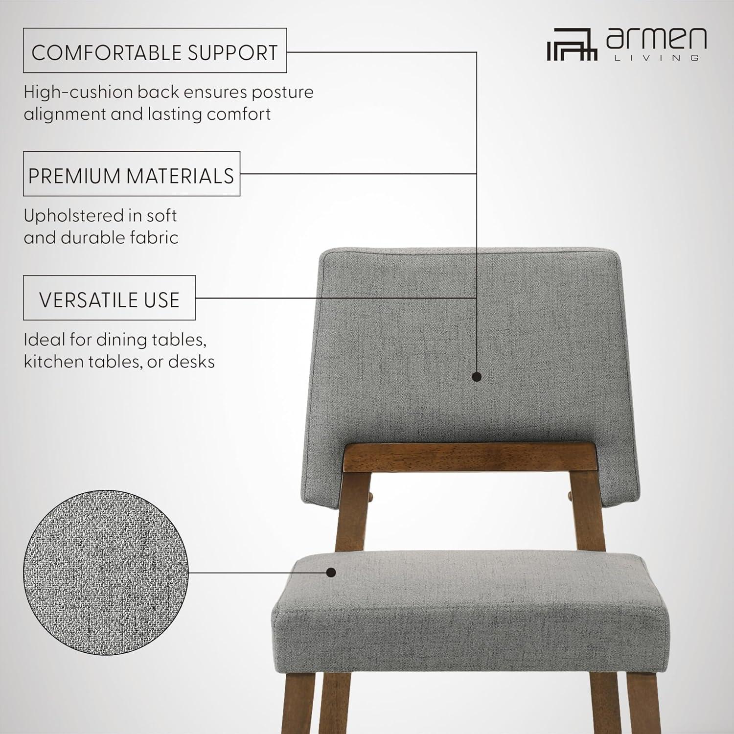 image:imageArmen Living Channell Wood Dining Chair in Walnut Finish with Charcoal Fabric Set of 6