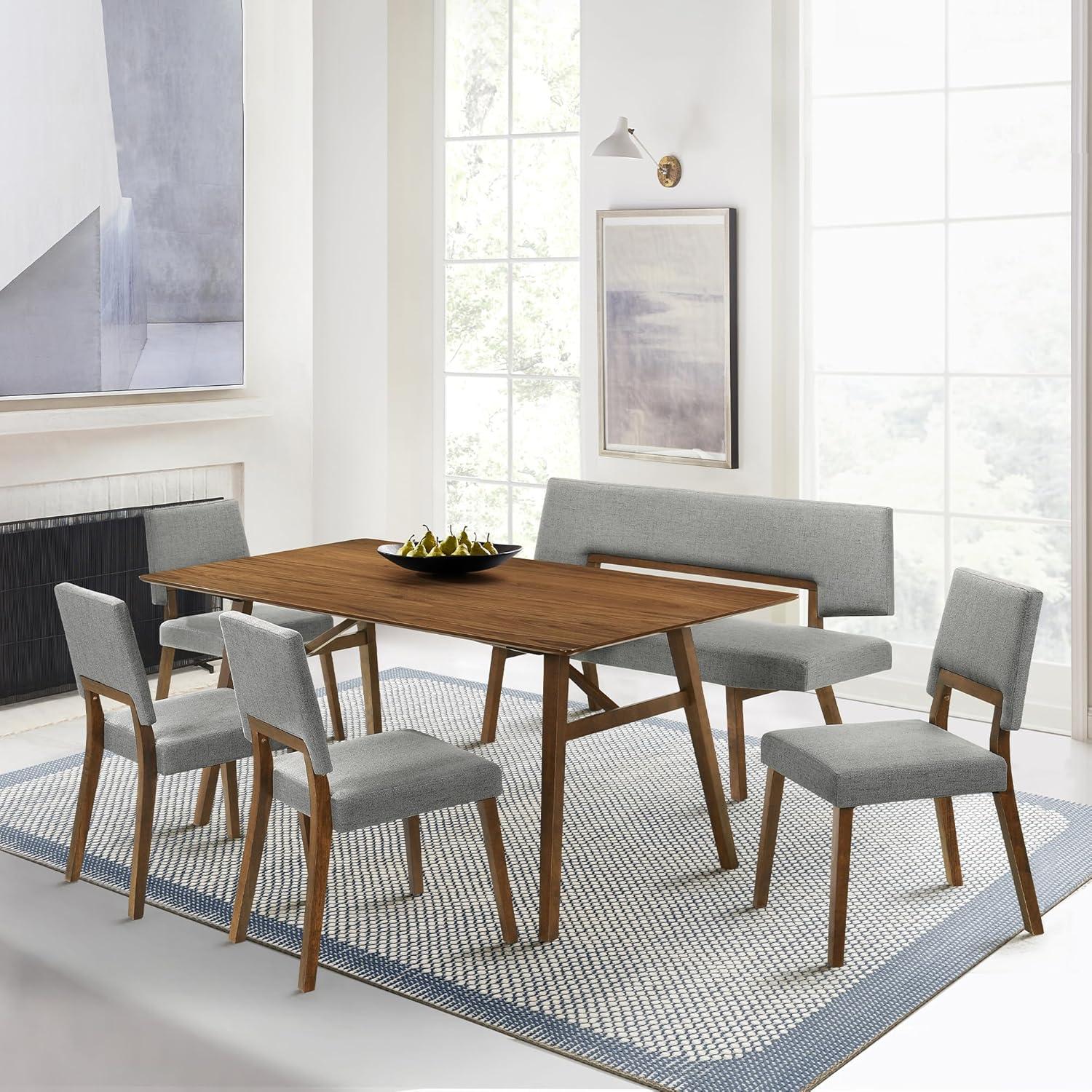 image:imageArmen Living Channell Wood Dining Chair in Walnut Finish with Charcoal Fabric Set of 6